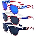 Donse 3 Pairs American Flag Sunglasses, 4th of July Decorations Frame Sunglasses for Women Men Teens, Patriotic Party Favors Supplies Independence