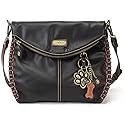 Chala Charming Crossbody Bag Shoulder Handbag With Flap Top and Zipper Black - Metal PawPrint