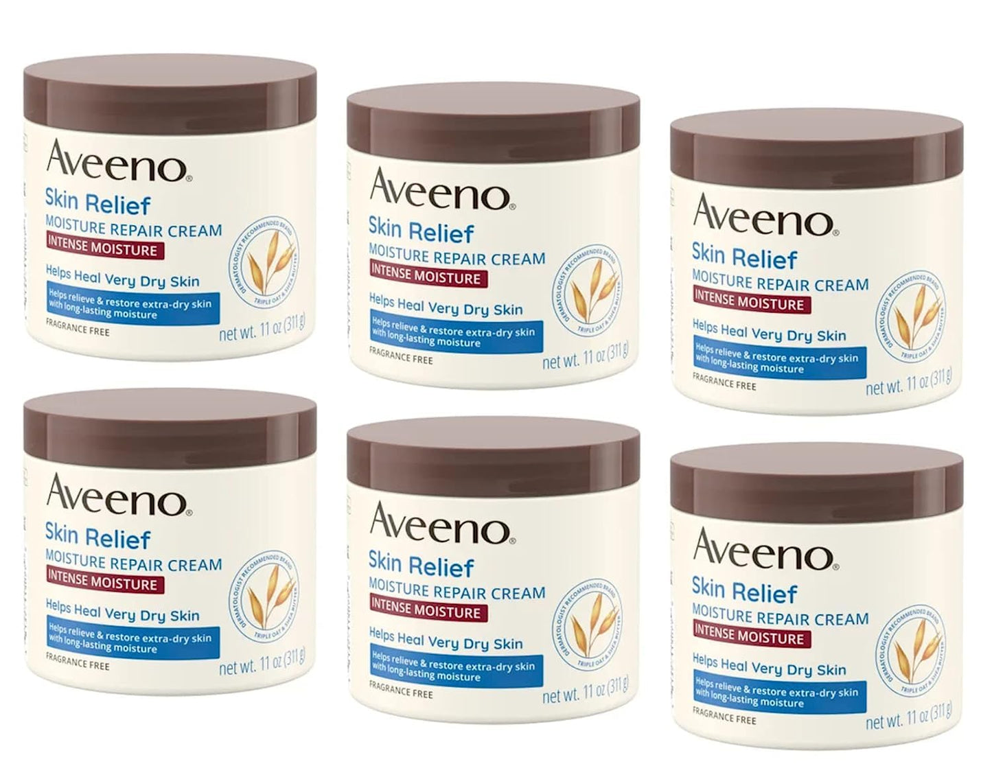 Aveeno Skin Relief Moisturizing Cream, Pack of 6