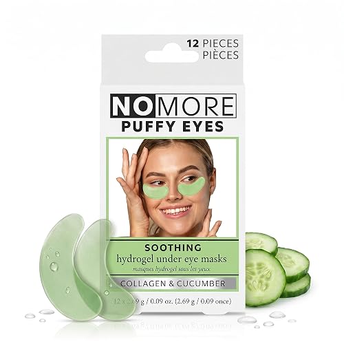 Danielle Creations Anti-Puffiness Puffy Under Eyes No More Hydrogel Undereye Masks for Dark Circles with Collagen & Cucumber, 6 Pairs