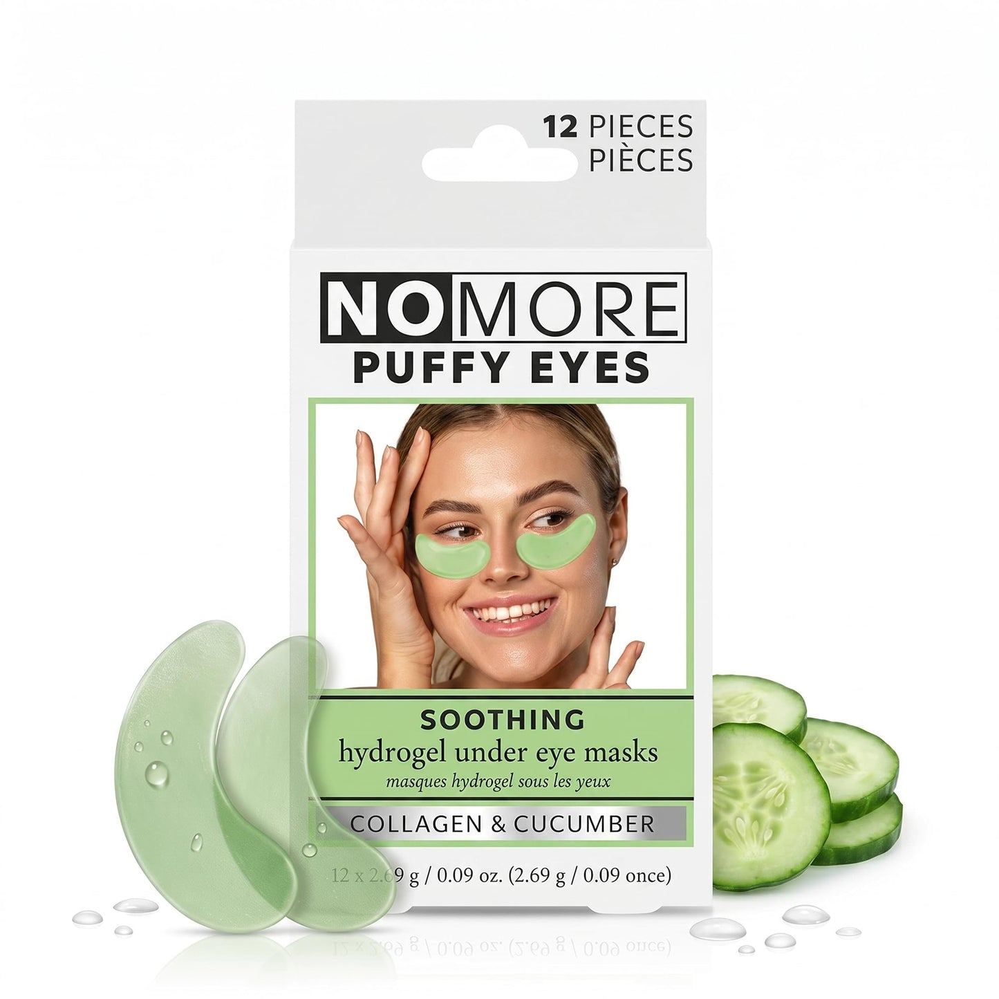 Danielle Creations Anti-Puffiness Puffy Under Eyes No More Hydrogel Undereye Masks for Dark Circles with Collagen & Cucumber, 6 Pairs