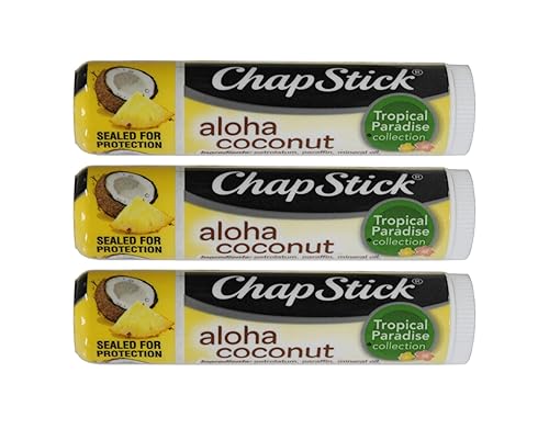 Chapstick Aloha Coconut Tropical Paradise .15 Oz Lip Balm 3 Pack