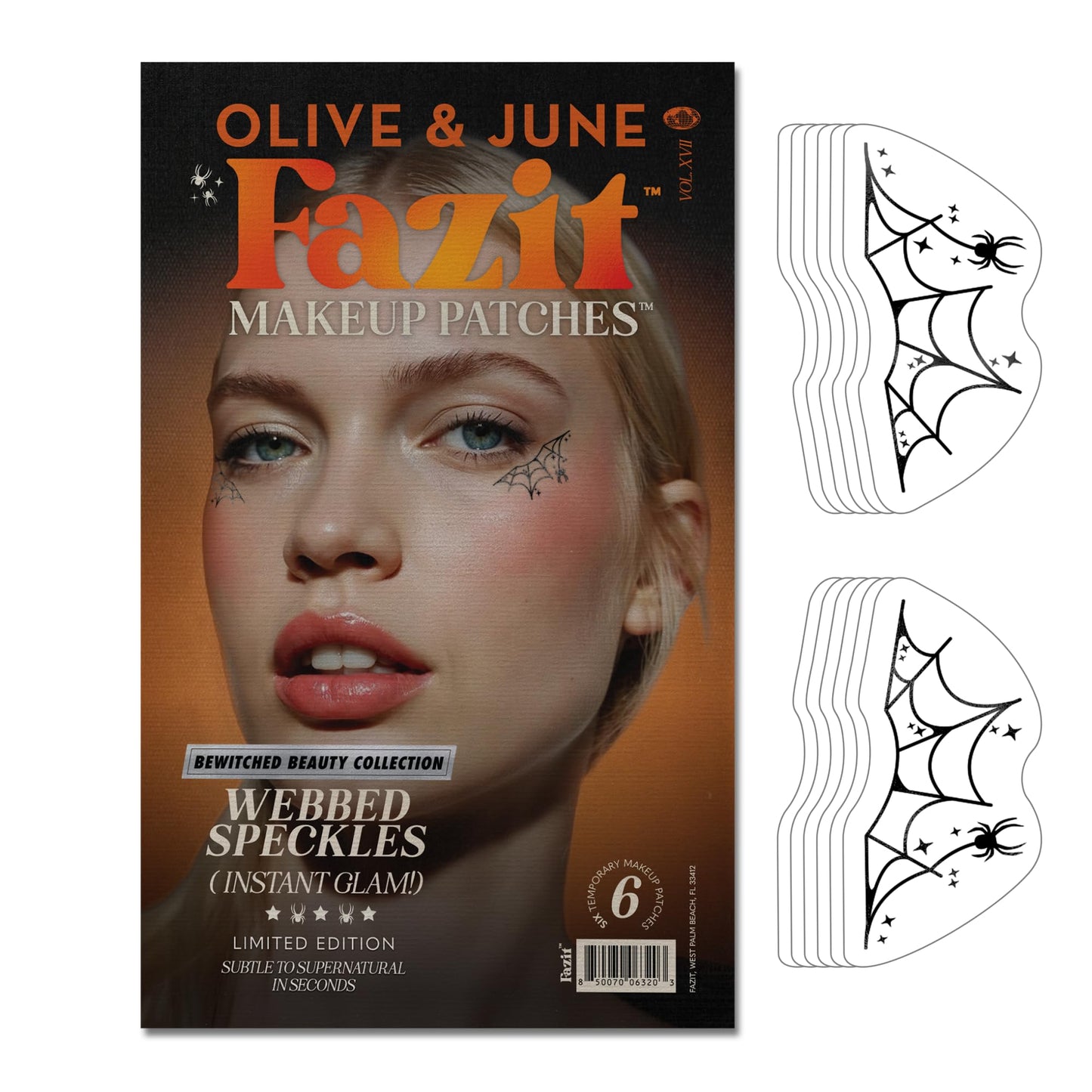 Fazit Makeup Patches - Halloween Webbed Speckles - Glow Up Make-Up Patches - Cute Glitter Makeup Accessories for Women - Cosmetic Glitter for Face