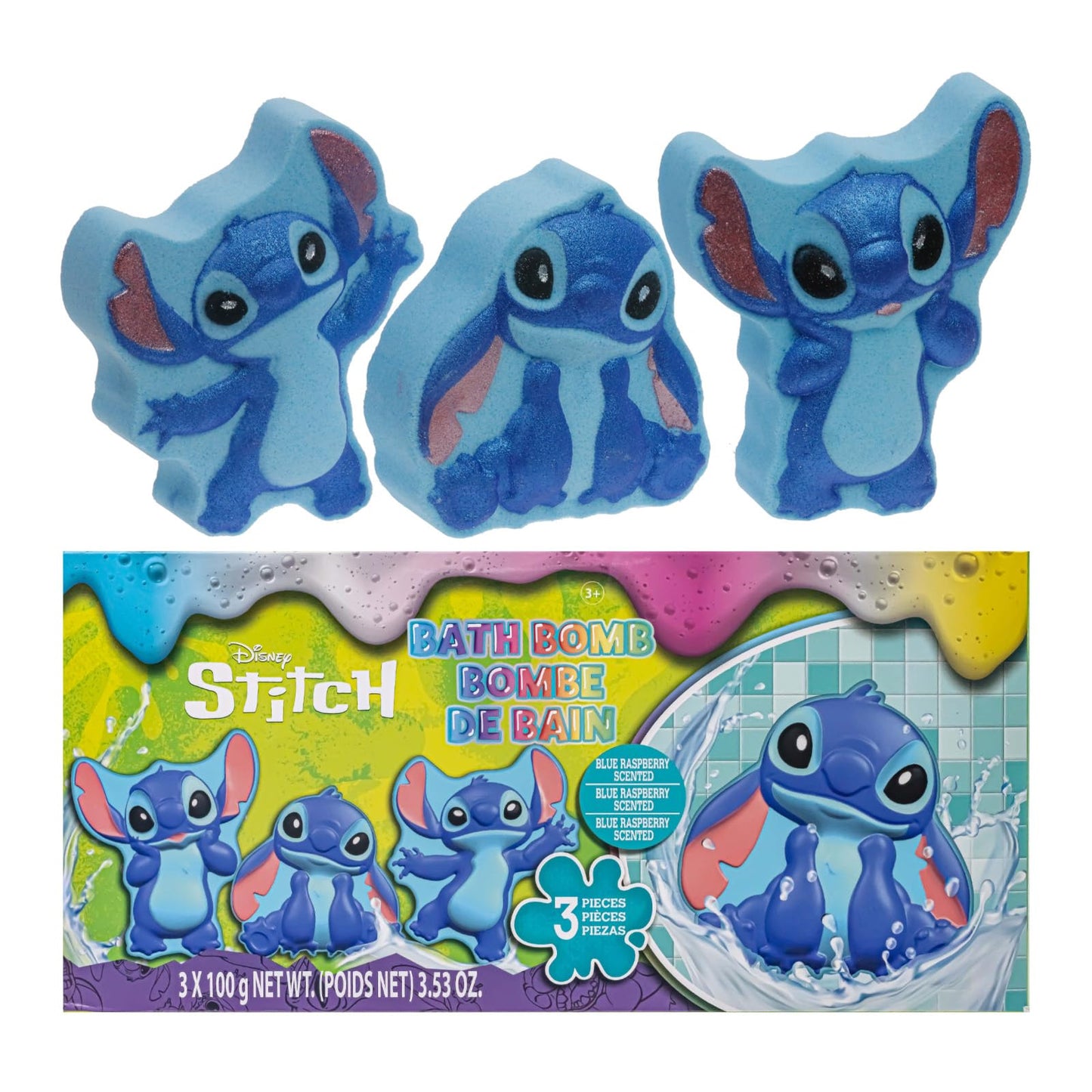 Stitch 3pc Kid Bath Bomb Set, Character Shaped, Raspberry Scented Beauty and Personal Care Townley Girl Default Title