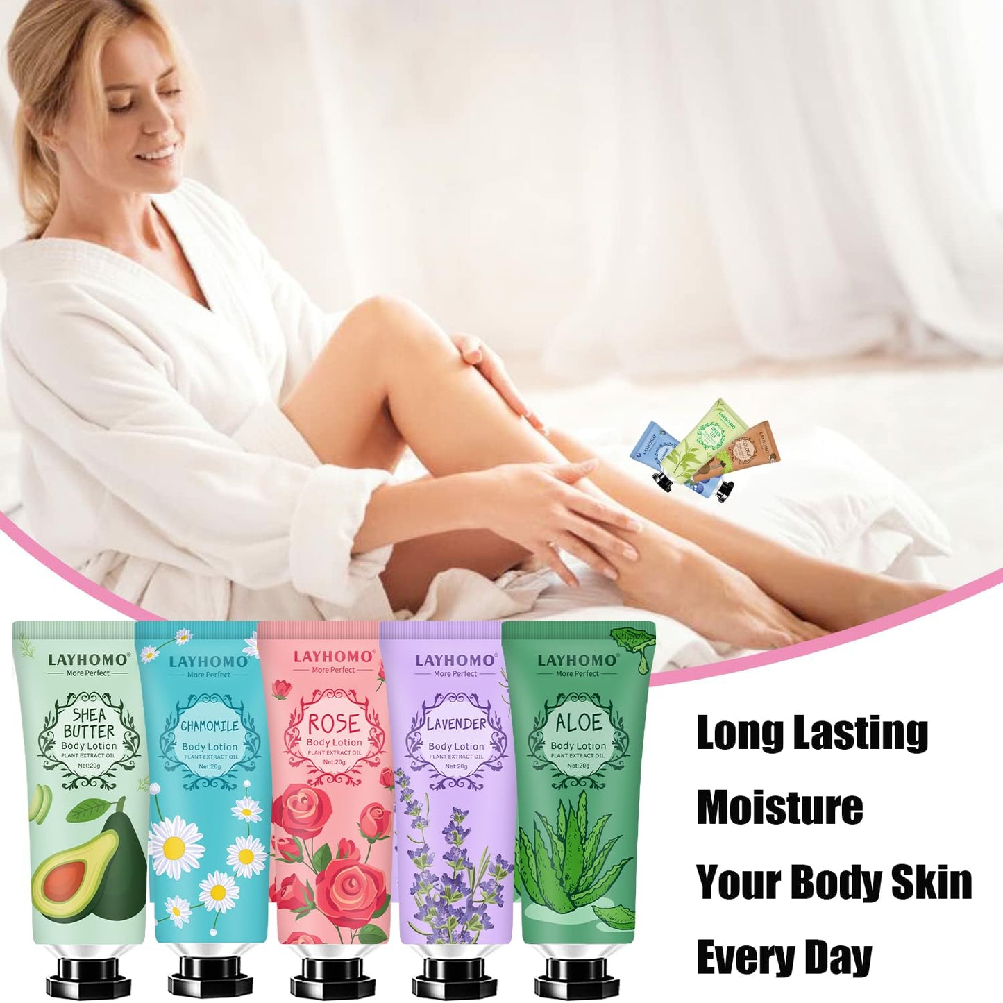 20 Pack Mini Body Lotion Gift Bulk for Dry Skin,Travel Size Small Body Cream With Shea Butter Natural Fragrance Moisturizing Body Lotion for Women