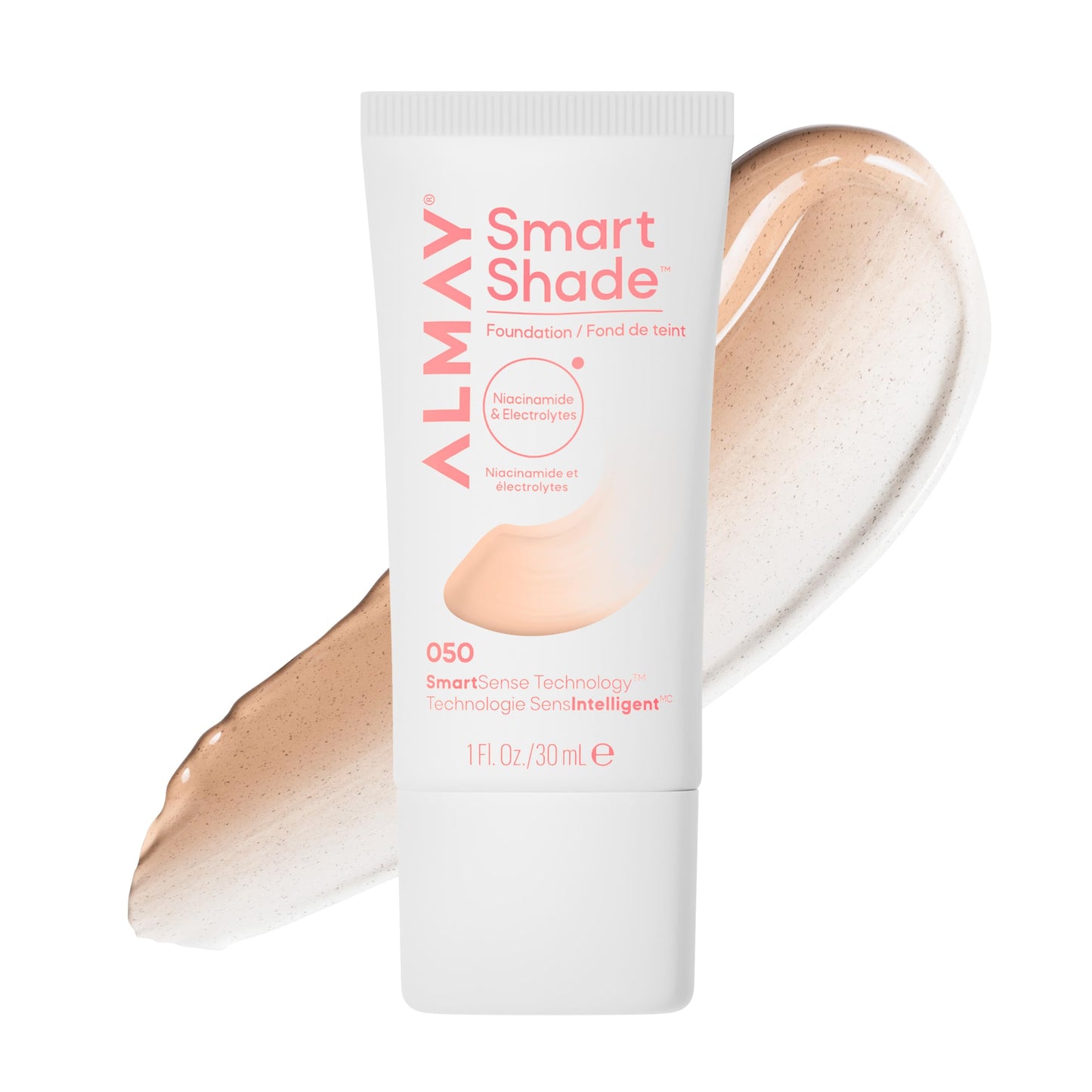Almay Smart Shade™ Foundation, Oil-Free, Non-Comedogenic, Hypoallergenic, Vegan Face Makeup, 050 Fair, 1 fl oz