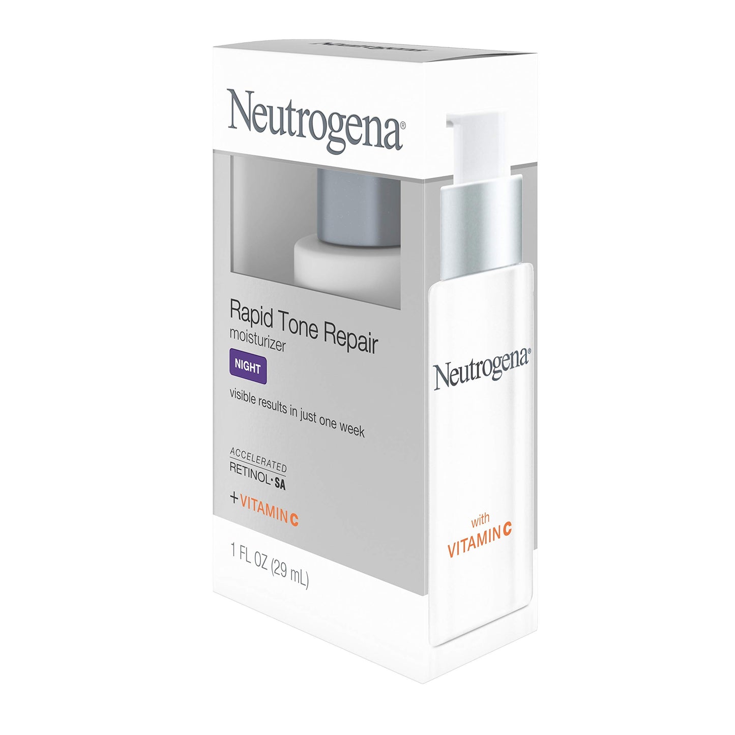 Neutrogena Rapid Tone Repair Night Cream with Retinol, Vitamin C and Hyaluronic Acid - Anti Wrinkle Face and Neck Moisturizer - Vitamin C, Retinol