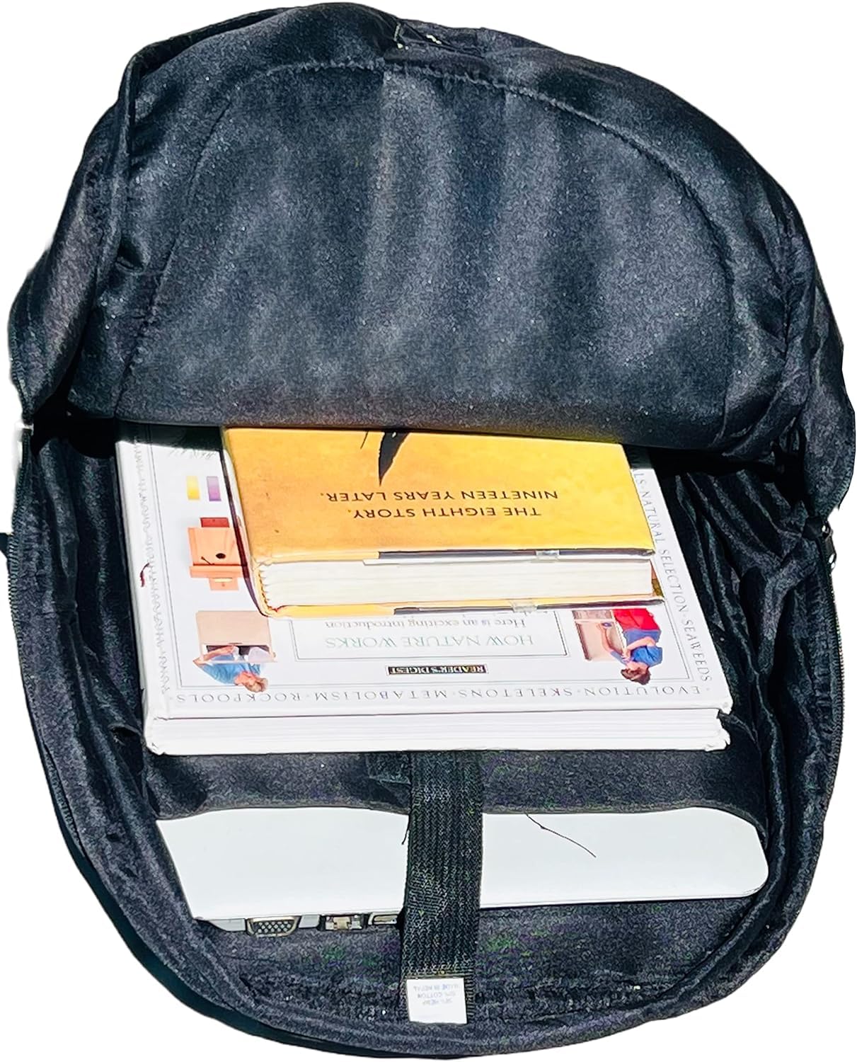 Himalayan Craft Hemp Backpack - Multi-Pocket Travel Bag, Laptop Unisex Pack, Cotton Stripe Nepali Bag for Festival & Hiking (17 Inch, 2 Large + 2 Bottle Pockets)