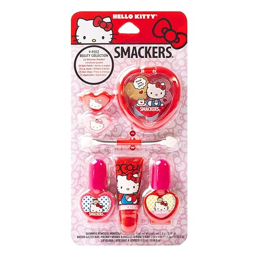 Lip Smacker Sanrio Hello Kitty Makeup Set, Kids Color Collection, 3 Moisturizing, Smoothing Soft Shine, Hydrating & Protecting Products, Fun Flavors