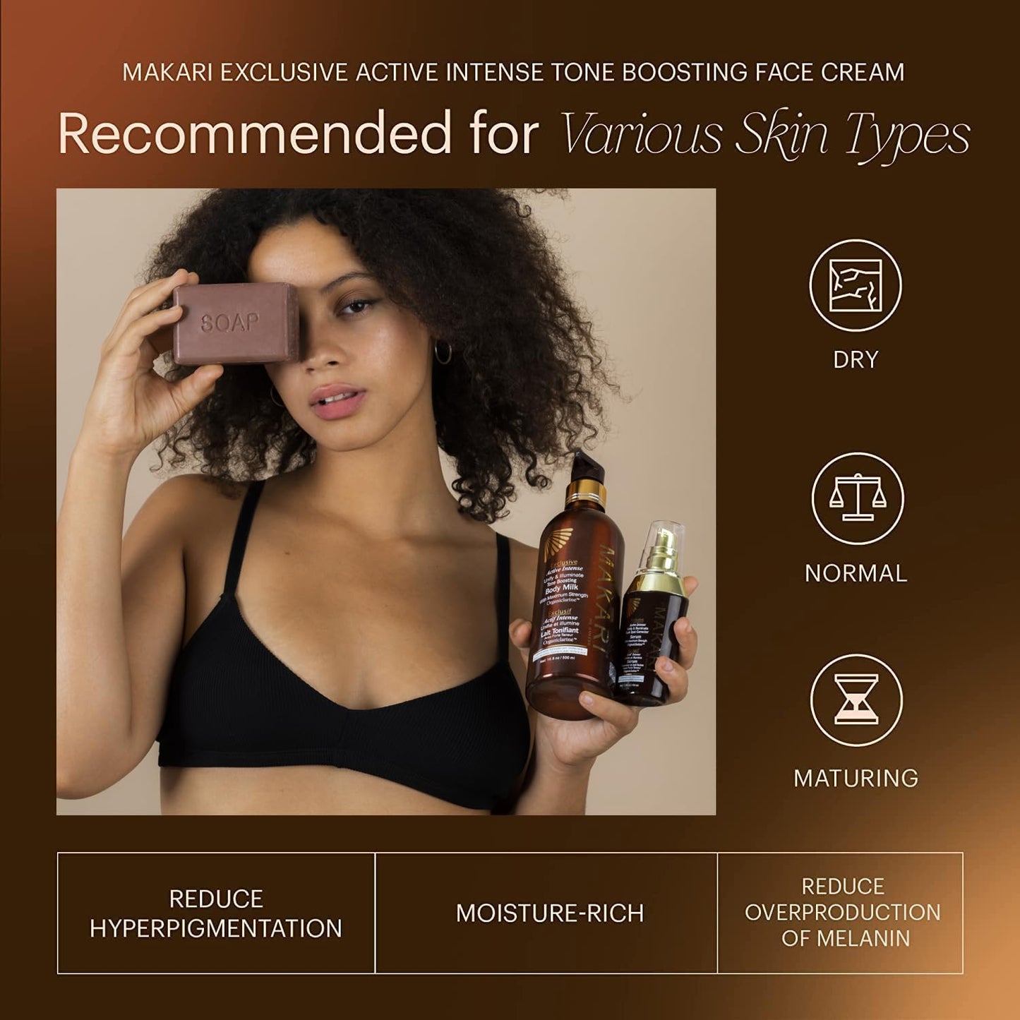 MAKARI Exclusive Active Intense Tone Boosting Face Cream (1.7 oz) | Skin-Brightening Facial Cream | Moisturizes and Softens | Smoothens Fine Lines