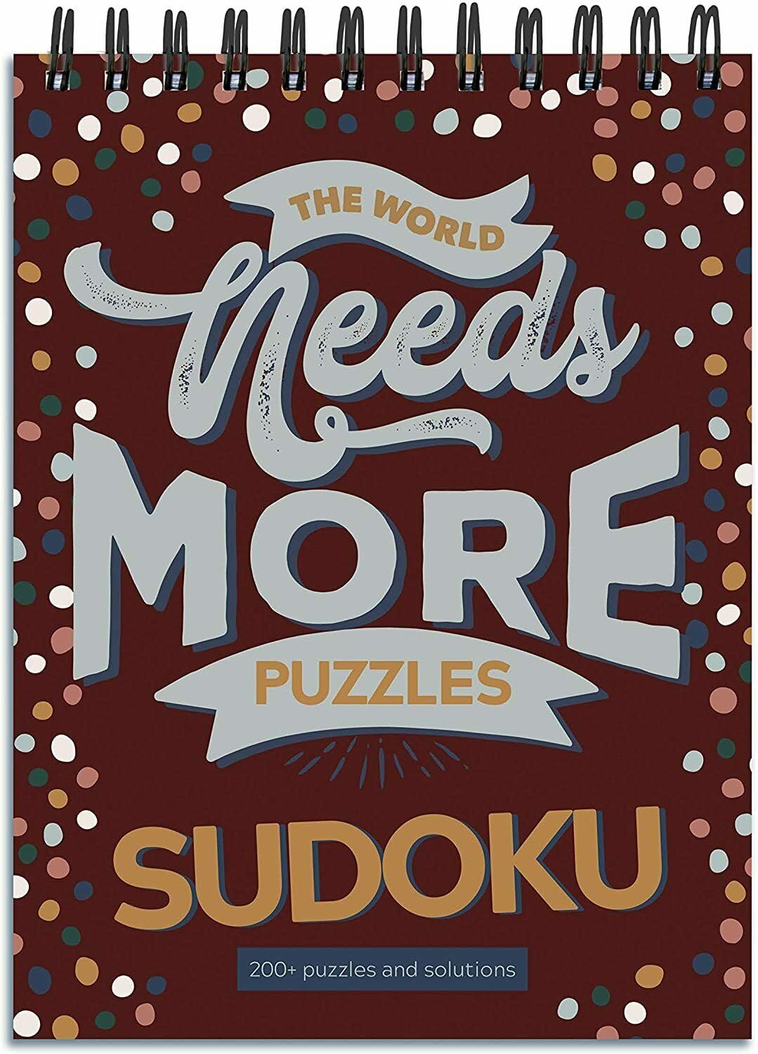 TF Publishing Sudoku Puzzle Book – Spiral Activity Pad with 200+ Puzzles & Solutions, 4 Skill Levels, Brain Booster, 6x8 Size