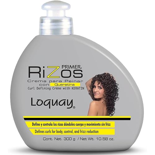Loquay Primer Rizos Keratin Hair Cream 10.58 oz - Hair Styling Products for Smooth Finish - Crema Para Peinar Con Queratina - Professional Styling
