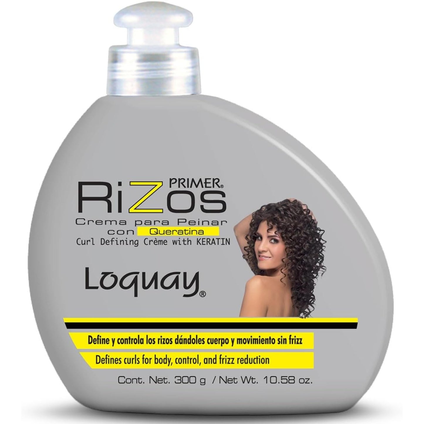 Loquay Primer Rizos Keratin Hair Cream 10.58 oz - Hair Styling Products for Smooth Finish - Crema Para Peinar Con Queratina - Professional Styling