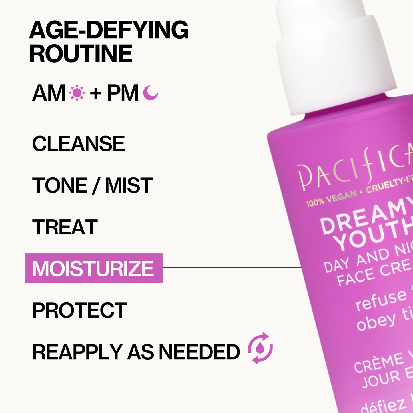Pacifica Face Moisturizer Lotion - Dreamy Youth Day & Night Face Cream, Daily Skincare, Grapeseed Oil, Peptides, Hydrating, Facial Lotion, Skincare