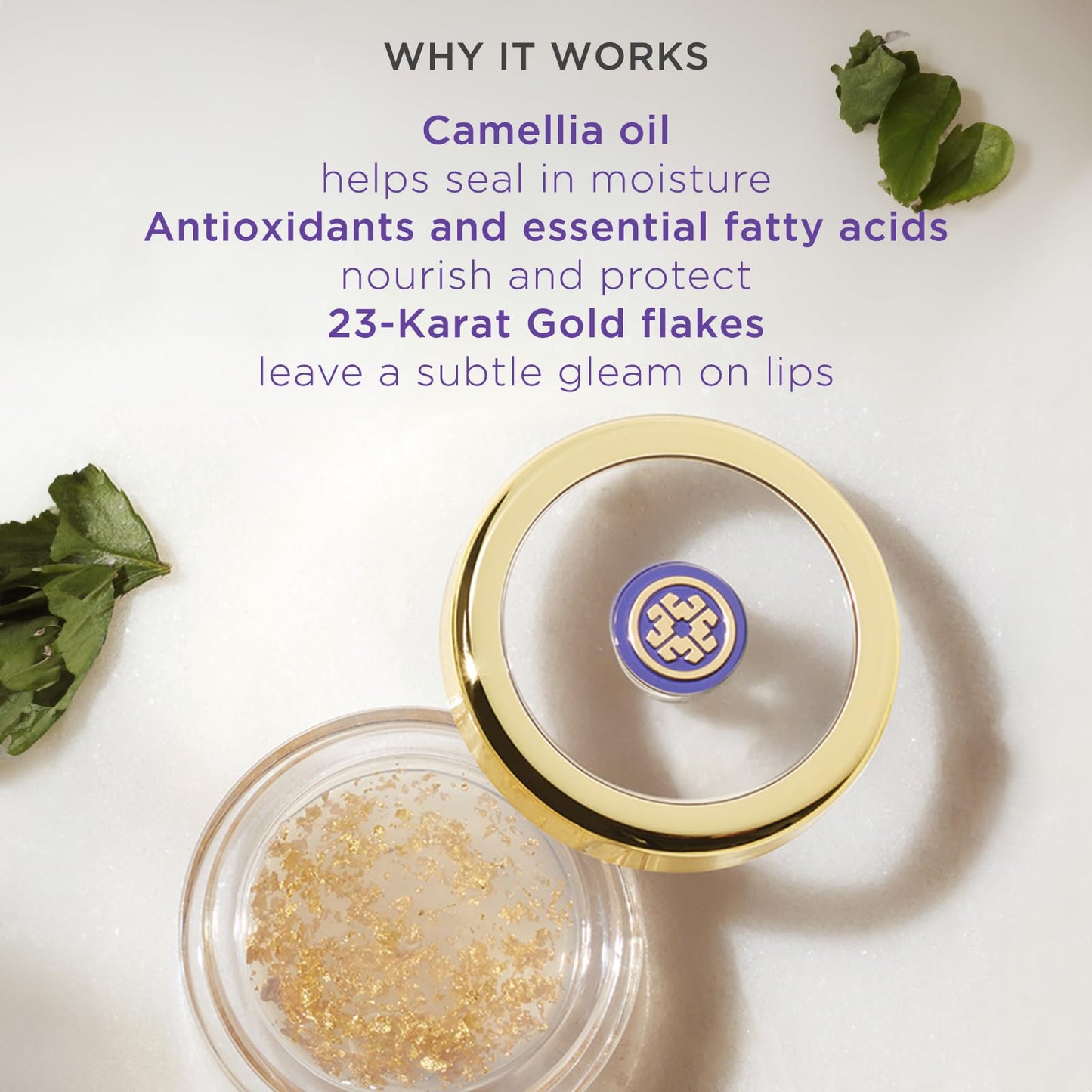 Tatcha Camellia Gold Spun Lip Balm | Nourishing & Intensely Hydrating, 6 G | 0.21 oz