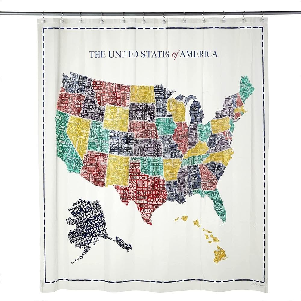 SKL Home by Saturday Knight Ltd. United States Map Shower Curtain,Multi