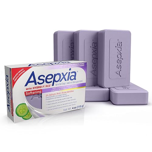 Asepxia Acne Treatment Softening Bar Soap | 2% Salicylic Acid Cleanser, Wash away Oil & Impurities, Soothes with Cucumber Extract, Daily Use