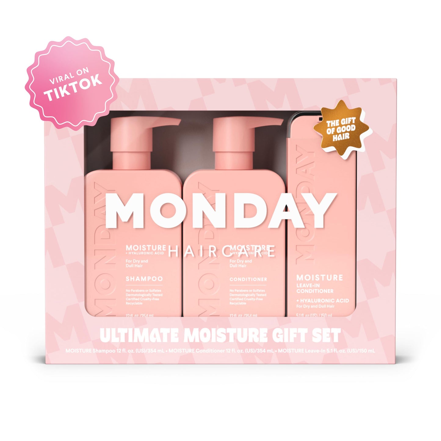 Monday Giftset - Moisture 12oz Shampoo & Conditioner Set & Moisture 5.1oz Leave-In Conditioner