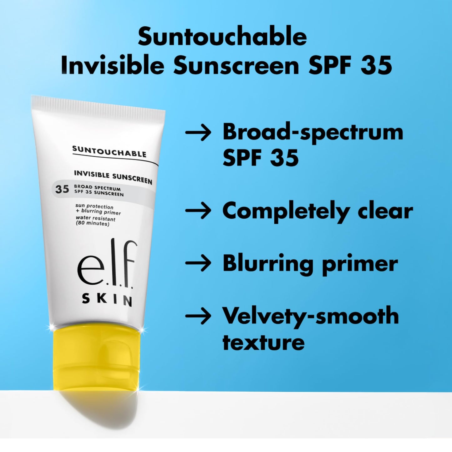 e.l.f. SKIN Suntouchable Invisible SPF 35, Lightweight, Gel-based Sunscreen For A Smooth Complexion, Doubles As A Makeup Primer, Vegan & Cruelty-Free