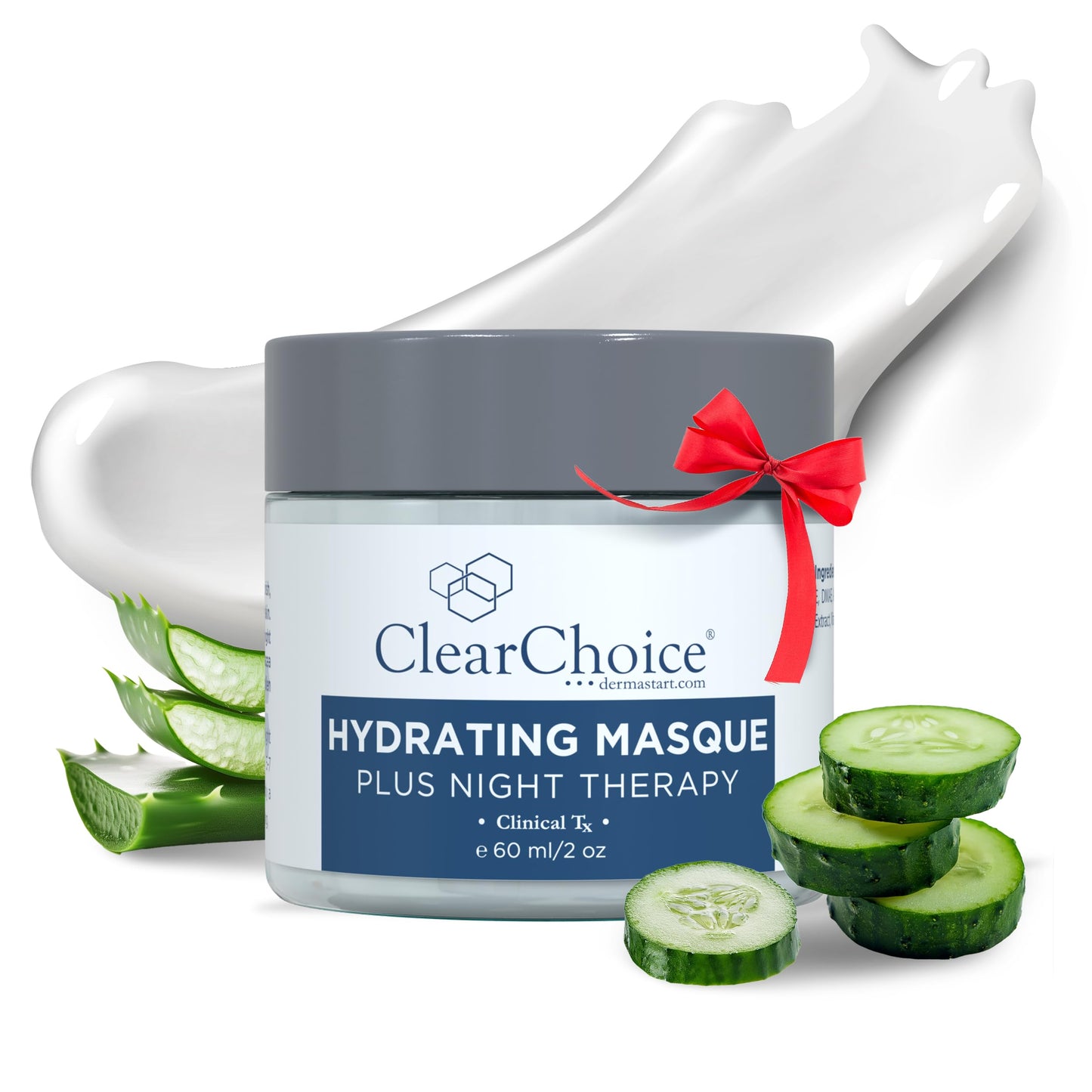 Clear Choice Hydrating Masque + Night Therapy, Rehydrating & Repairing Treatment for All Skin Types, Rosacea Relief & Post-Procedure Care, 2oz