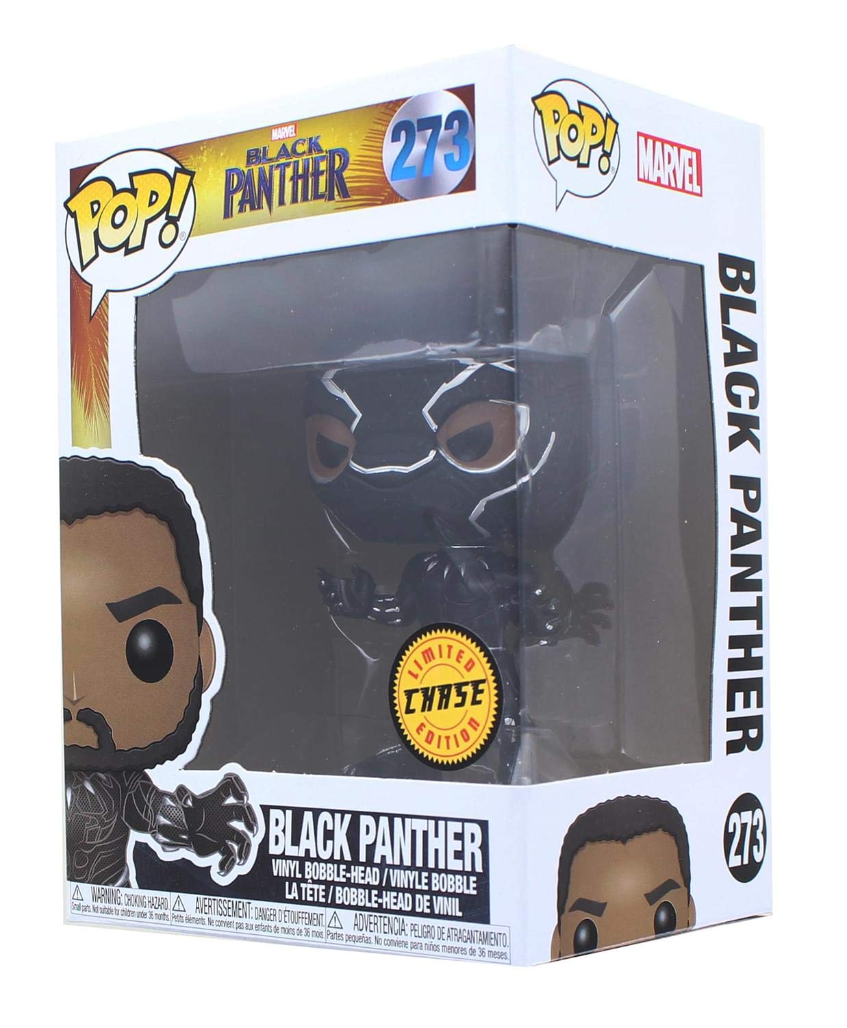 Funko Pop! Marvel: Black Panther - Masked Black Panther Limited Edition Chase Variant Vinyl Figure (Bundled with Pop Box Protector CASE)