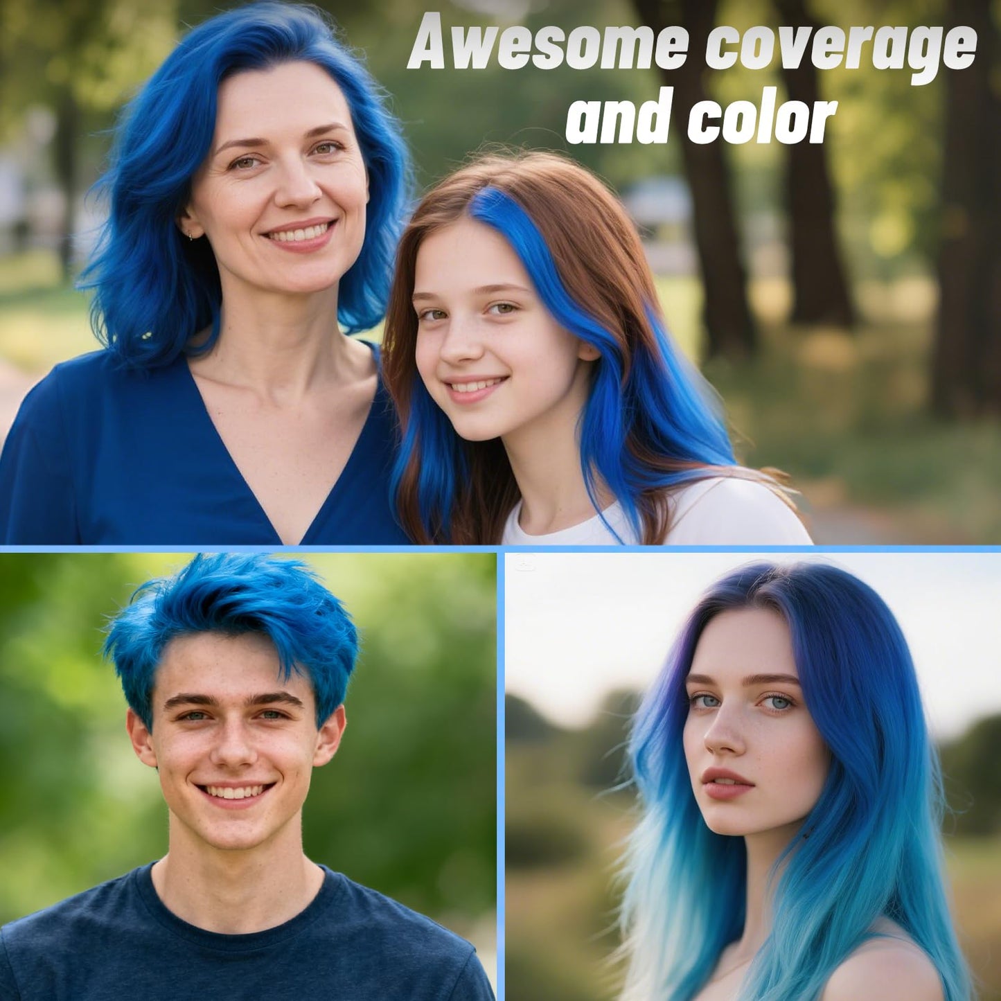 Blue Hair Spray, Seaboll Temporary Hair Color Spray for Kids Women Men-4.06 oz- Safe Non Sticky Washable One Day Hair Dye Spray,Disposable Accessories