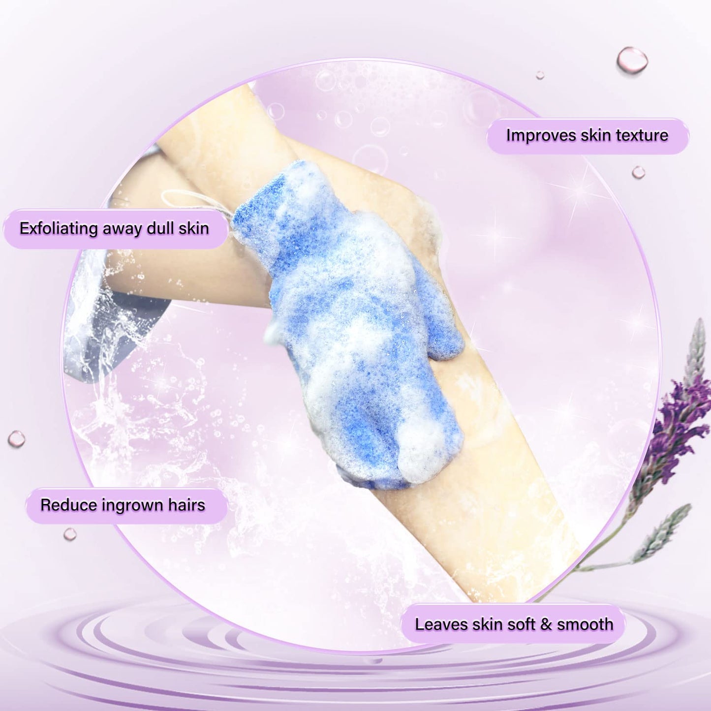 Evridwear Shower Exfoliating Mitts, Deep Cleanse Bathing Scrub Gloves Self Tan Scrubber Mitten Dead Skin Remover for Men and Women,1 Pair Moderate