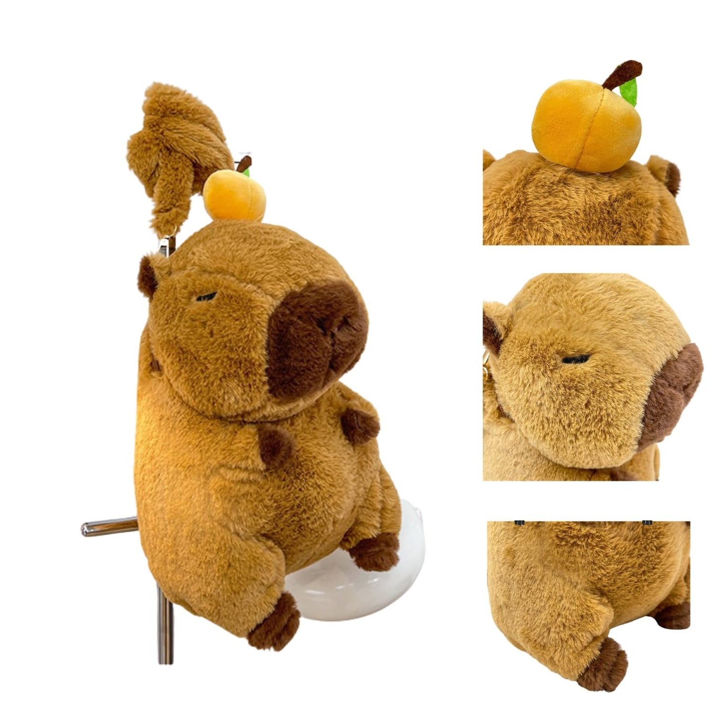 semmoi Capybara Plush Daypack - Kawaii Backpack, Y2K Aesthetic, Cute Daypack, Lightweight (Brown)