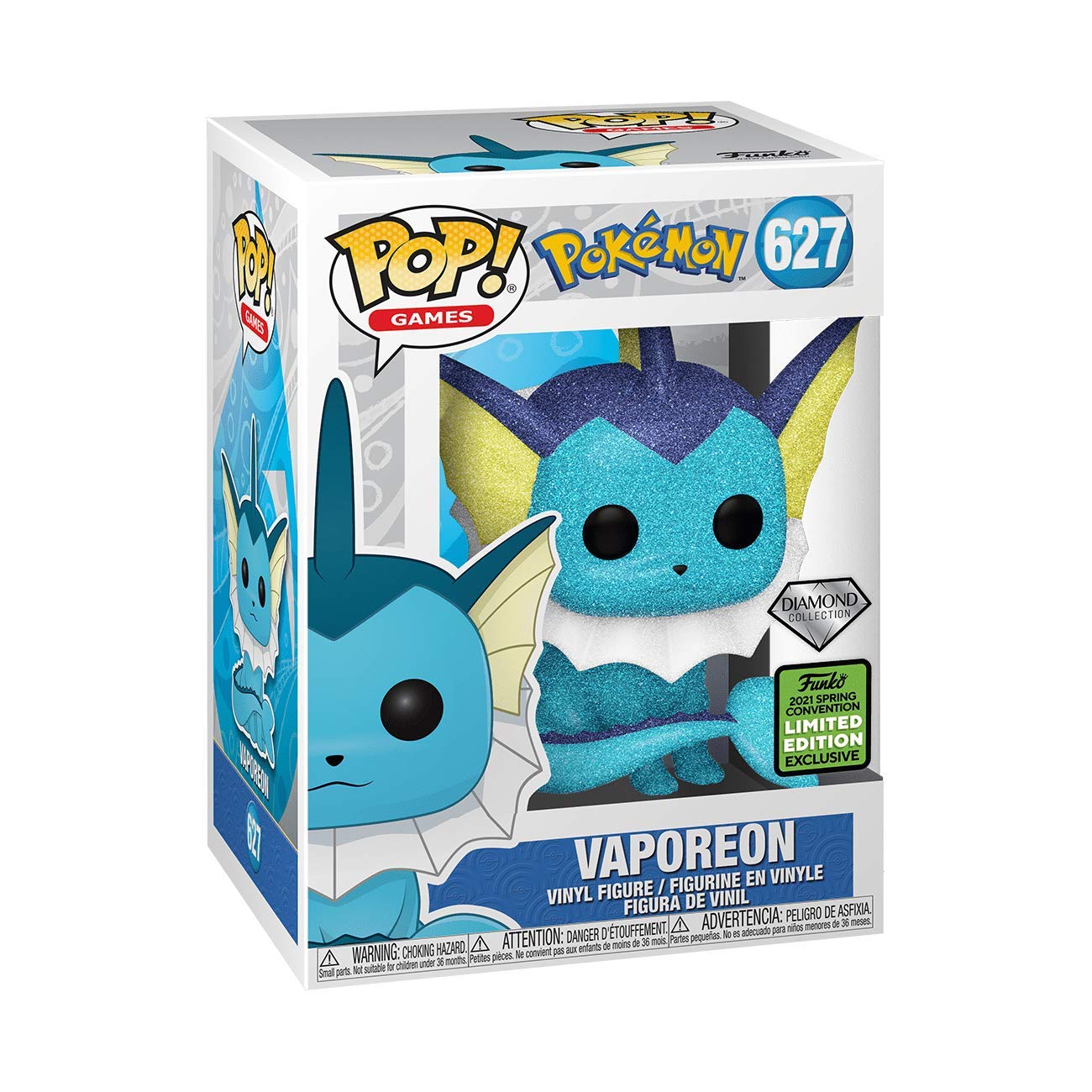 Funko Pop! Games Pokemon Vaporeon 627 Diamond Collection (B&N Shared Exclusive)