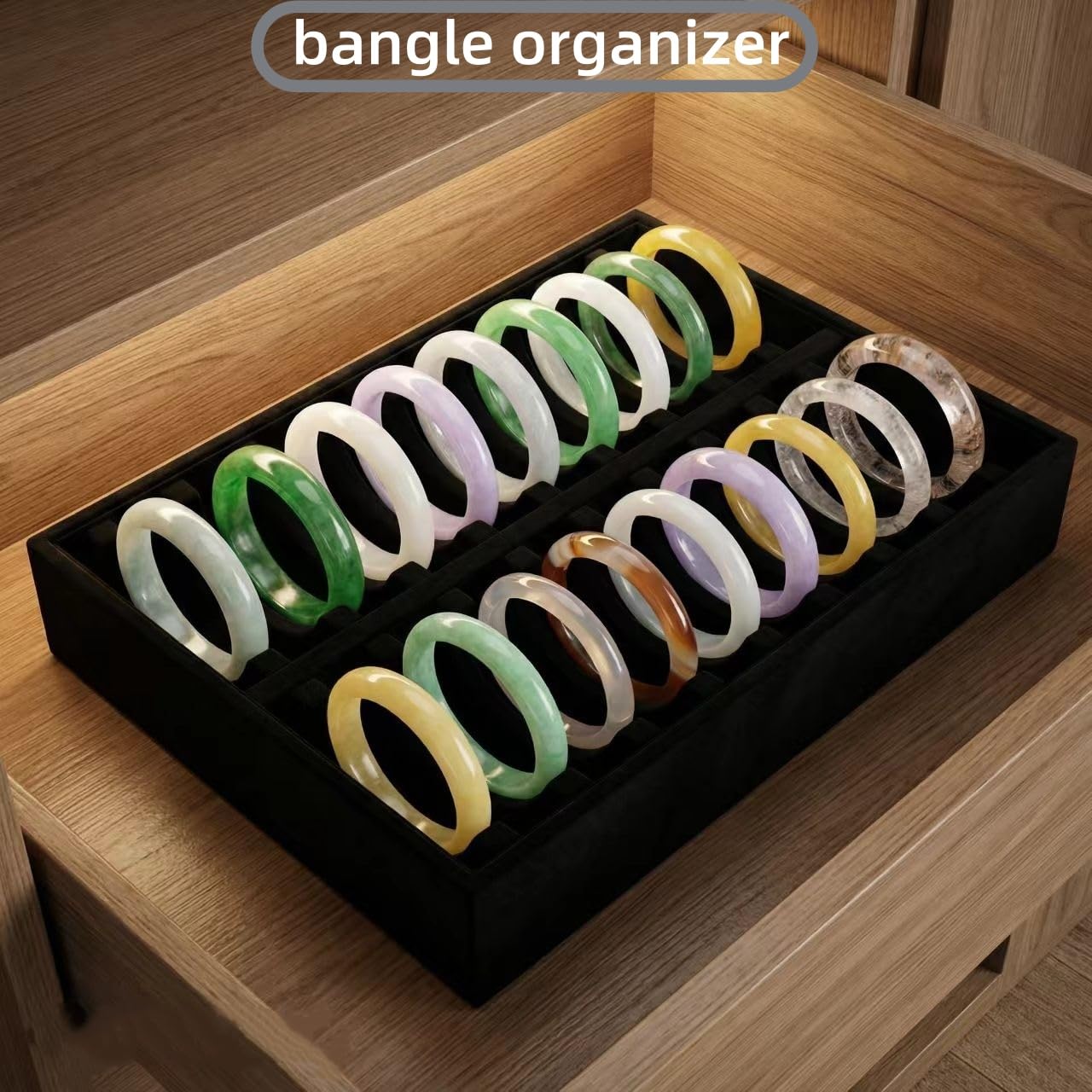 Prettyia Bracelet display Bracelet holder bracelet organizers and storage bangle box,bracelet holder display jewelry display tray-Black 20 Slots…