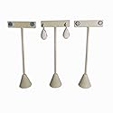 N'ice Packaging - 3Qty Beige Linen 6.75" High Free-Standing Earring T-Stand Display, T Shape Holder for Tradeshow, Home Business, Promotion, or just…