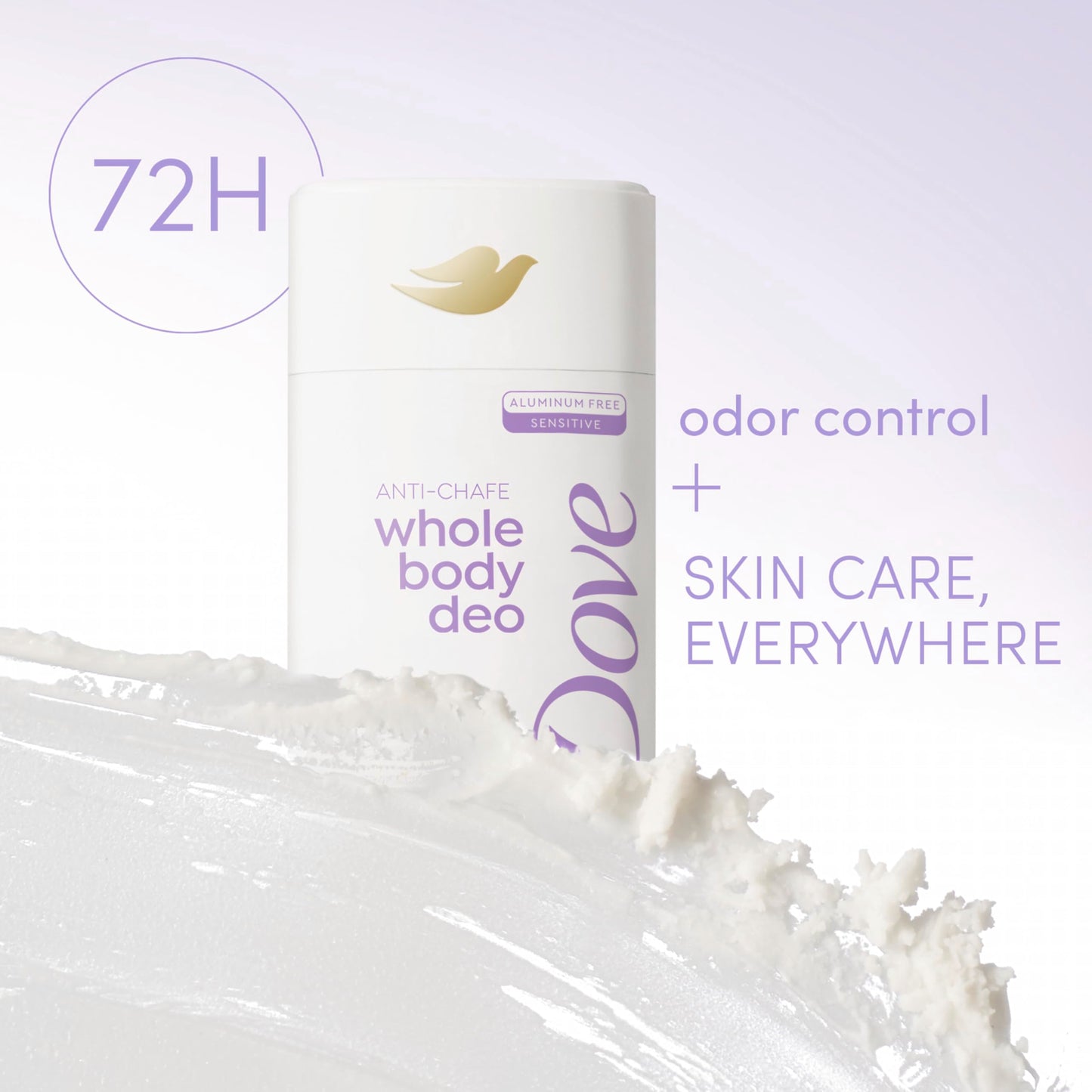 Dove Whole Body Deo Aluminum Free Anti-Chafe Deodorant Stick Coconut & Vanilla for 72h Odor Control 2.6 Oz Beauty and Personal Care Dove