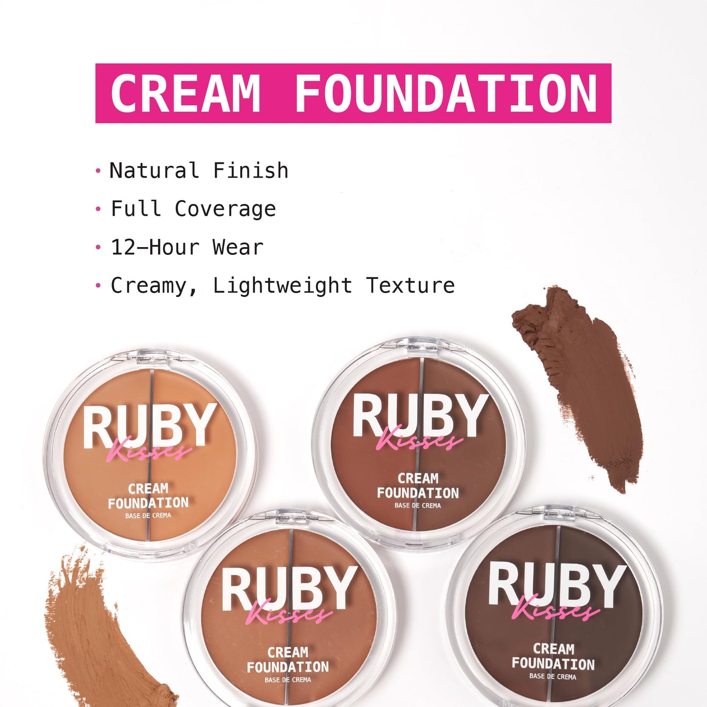 Ruby Kisses 3D Face Creator Cream Foundation & Concealer, 12 Hours Long Lasting, Medium to Full Coverage