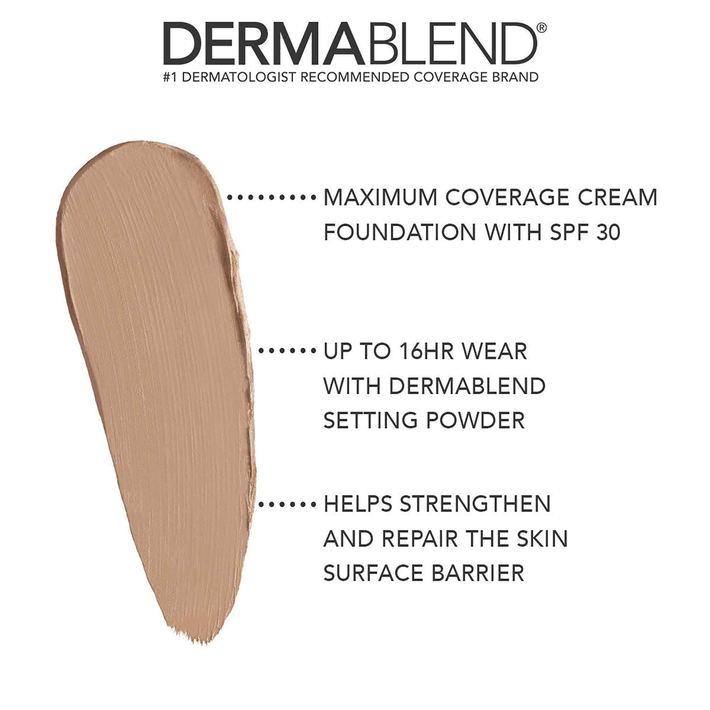 Dermablend Cover Creme High Coverage Foundation with SPF 30, 40N Golden Beige, 1 Oz.