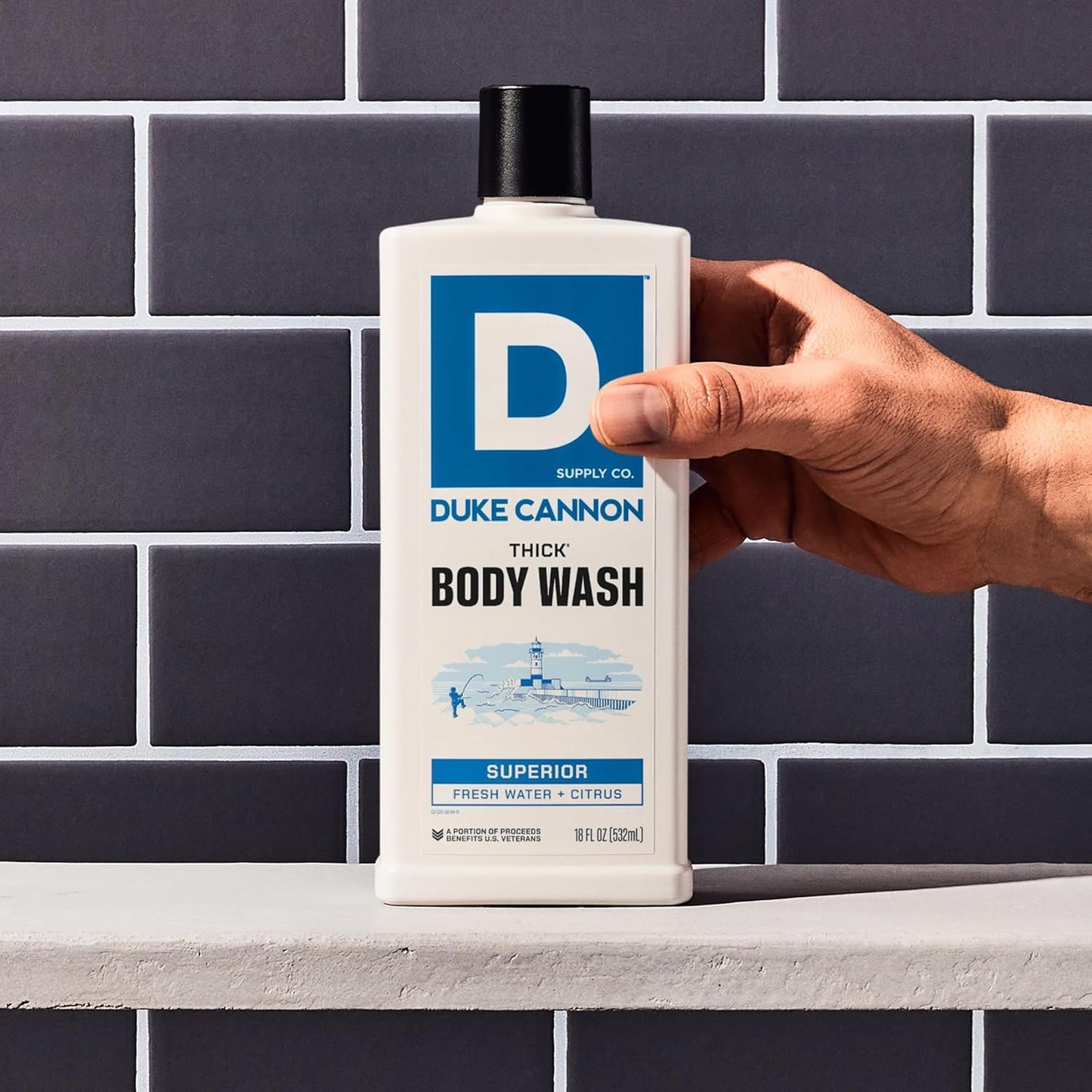 Duke Cannon Supply Co. Thick High Viscosity Body Wash - 3X Thicker, Cleansing Shower and Bath Gel, Mineral-Enriched for Men - Men’s Body Scrub