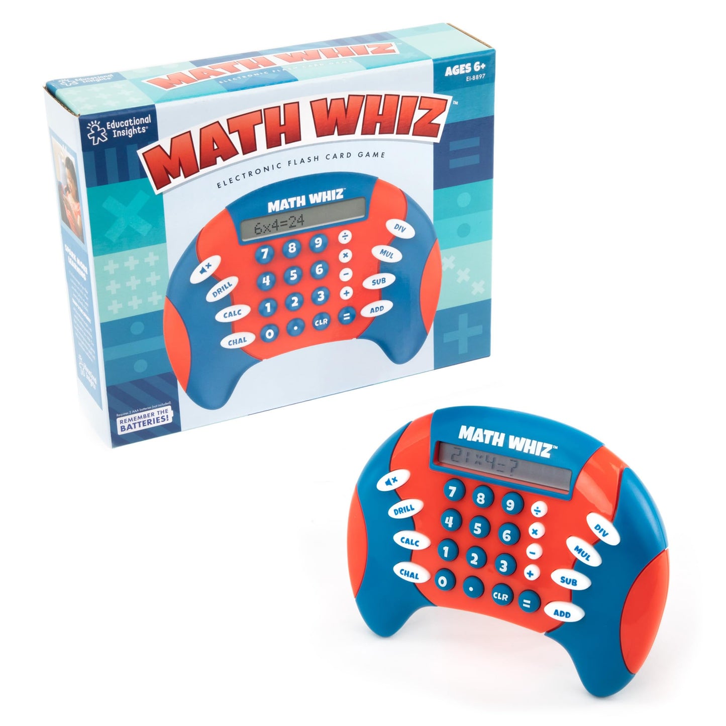 Educational Insights Math Whiz | Electronic Handheld Math Game for Kids | Addition, Subtraction, Multiplication & Division | STEM Ages 6+