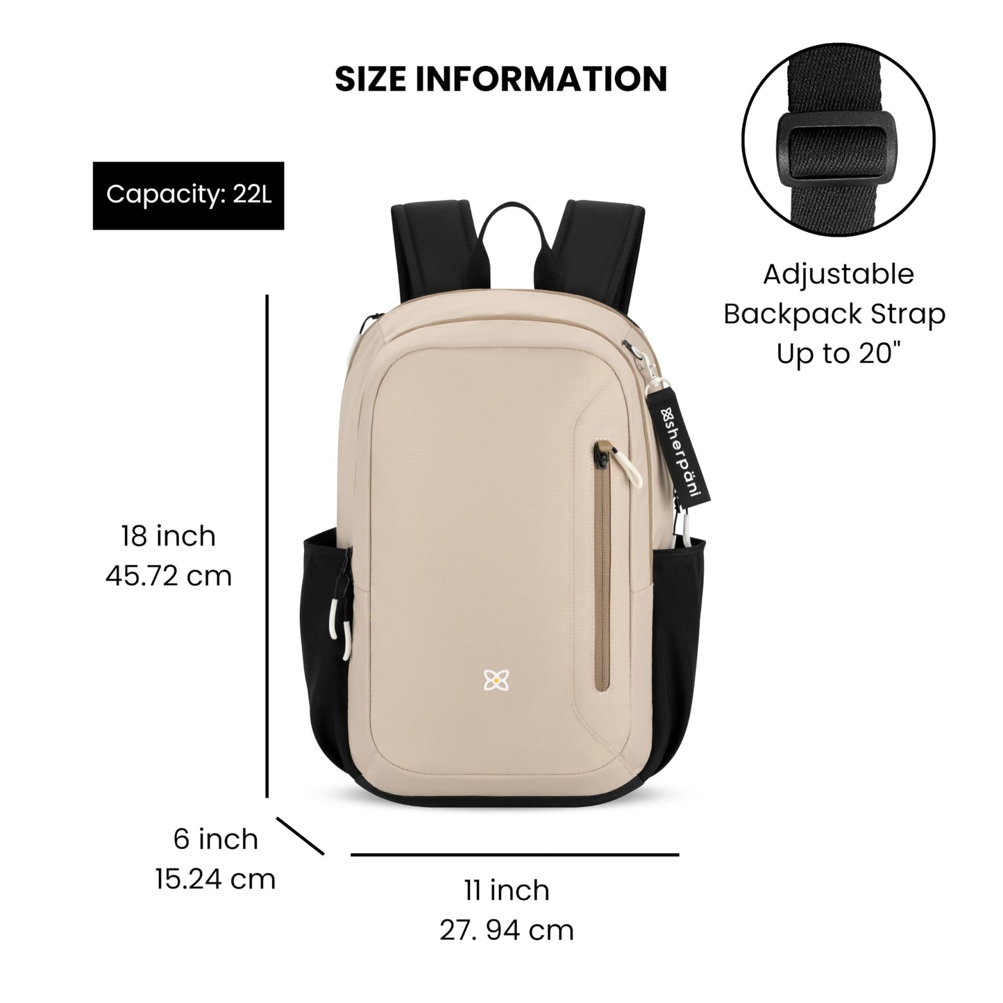 Sherpani Getaway, Casual Daypack Backpacks, Laptop Backpack, 22L Travel Backpack for Women, Travel Gift, Fits 15'' Laptop, RFID Protection (Con Leche)