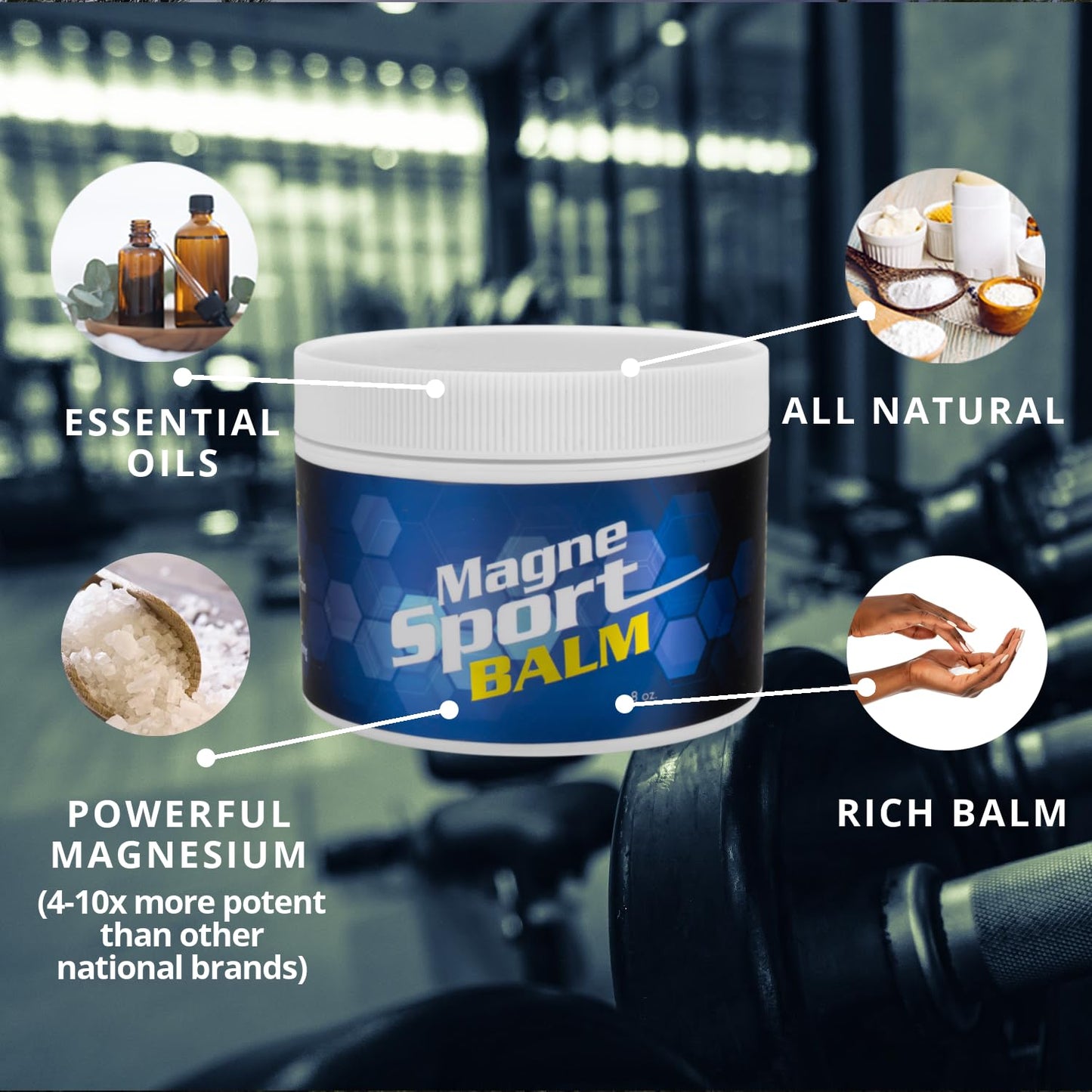 MagneSport Topical Magnesium Balm for Athletic Recovery - 8oz Jar