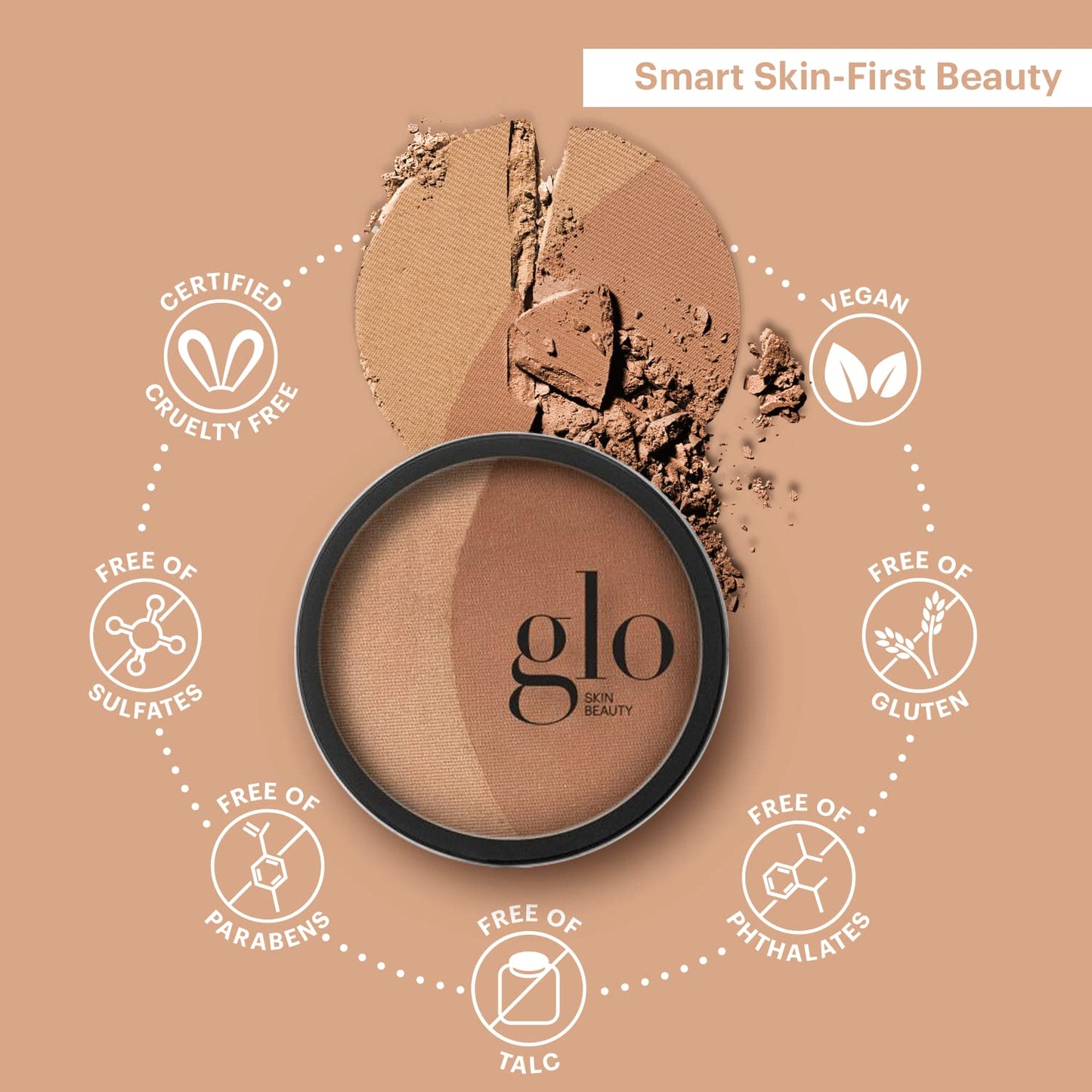 Glo Skin Beauty Bronze - Natural Mineral Pressed Powder Bronzer for Face for a Sun-Kissed Glow, Lightweight Makeup Infused with Antioxidants