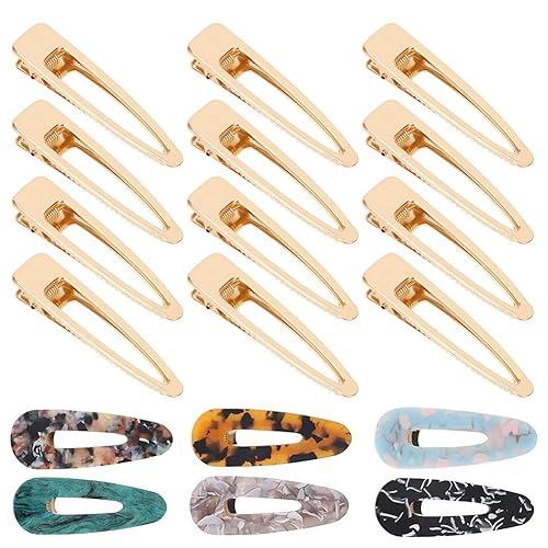 Gukasxi 30pcs Gold Alligator Hair Clips Barrettes Metal Hollow Hair Clip for Silicone Mold Making Pearl Acrylic Resin Hair Pin Hairbow Hairpins