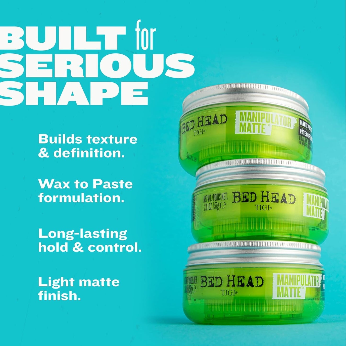 TIGI Bed Head Manipulator Matte Hair Wax, Strong Hold Sculpting and Styling Paste for Short to Medium Hair, 2.01 oz