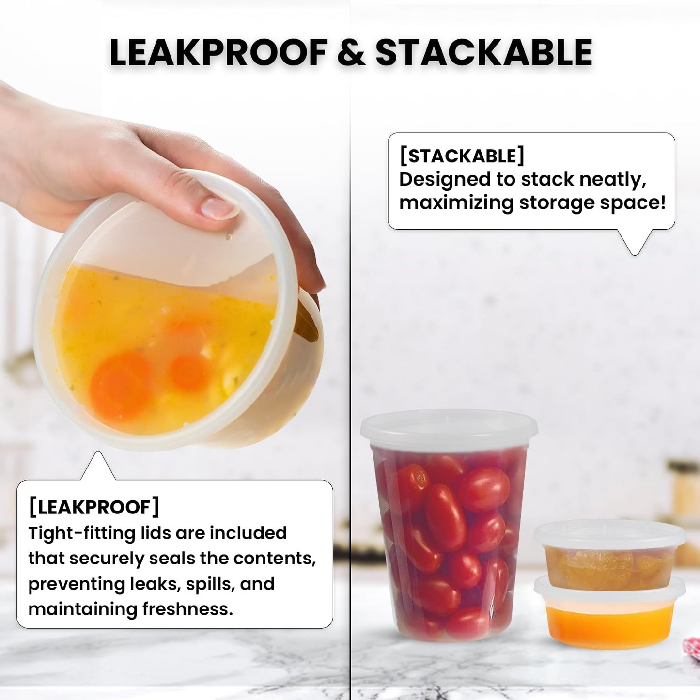 Klex 32 Oz, 12 Sets Deli Containers with Airtight Lids, BPA Free Heavyweight Plastic Meal Prep Food Container for Soup, Freezer & Dishwasher…