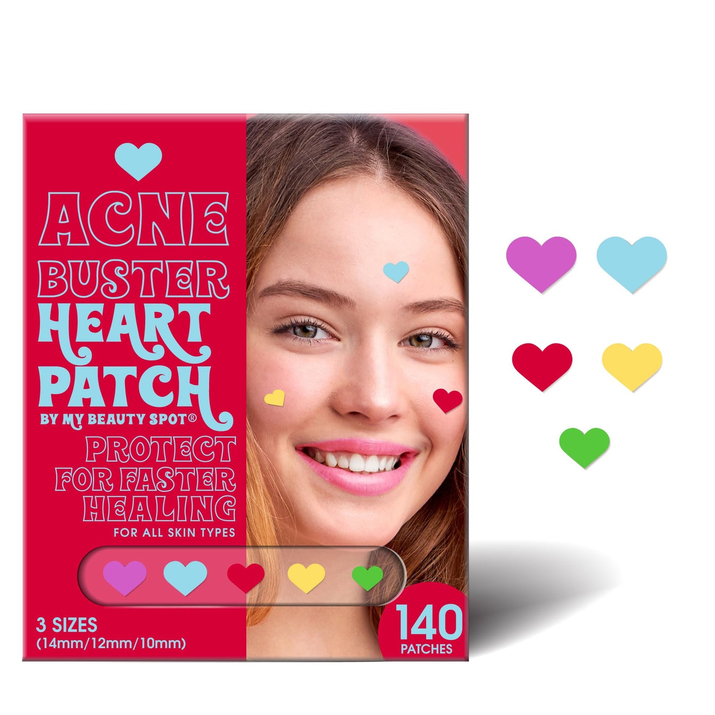 My Beauty Spot Pimple Patches Cute Acne Patches For Face (140 Patches) with Hydrocolloid, Tea Tree Extract & Salicylic Acid, Colorful Fun Designs