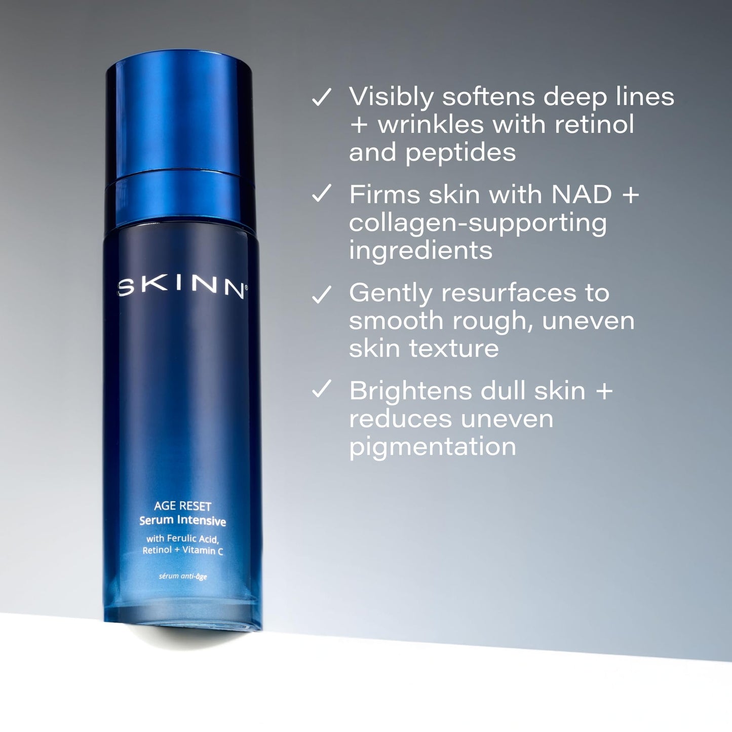 SKINN Deep Wrinkle Facial Serum, Intensive Age Reset - Anti Wrinkle Repair Skincare for Face - Hydrating & Plumping Anti Aging Serum Reduces Fine