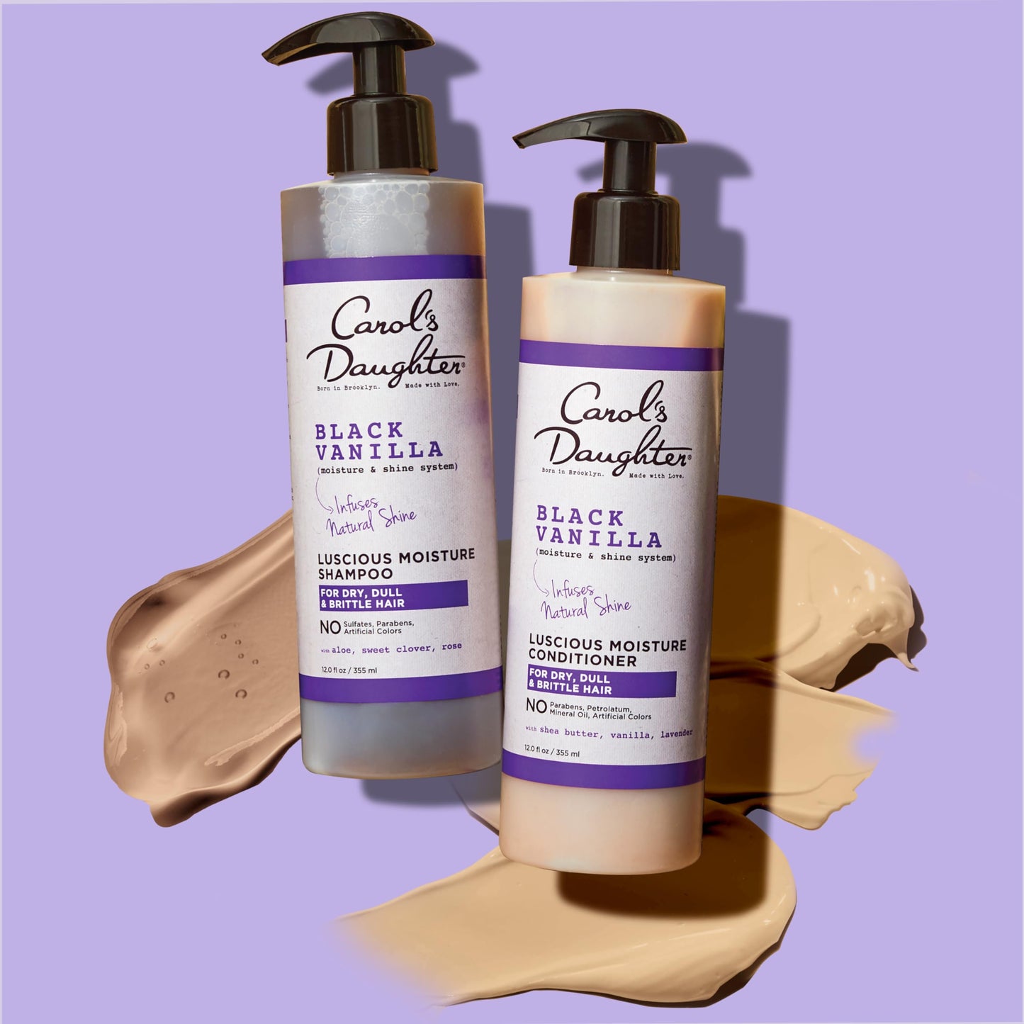 Carol's Daughter Black Vanilla Sulfate Free Shampoo and Conditioner Set for Curly, Wavy or Natural Hair, Moisturizing Hair Care for Dry, Damaged Split