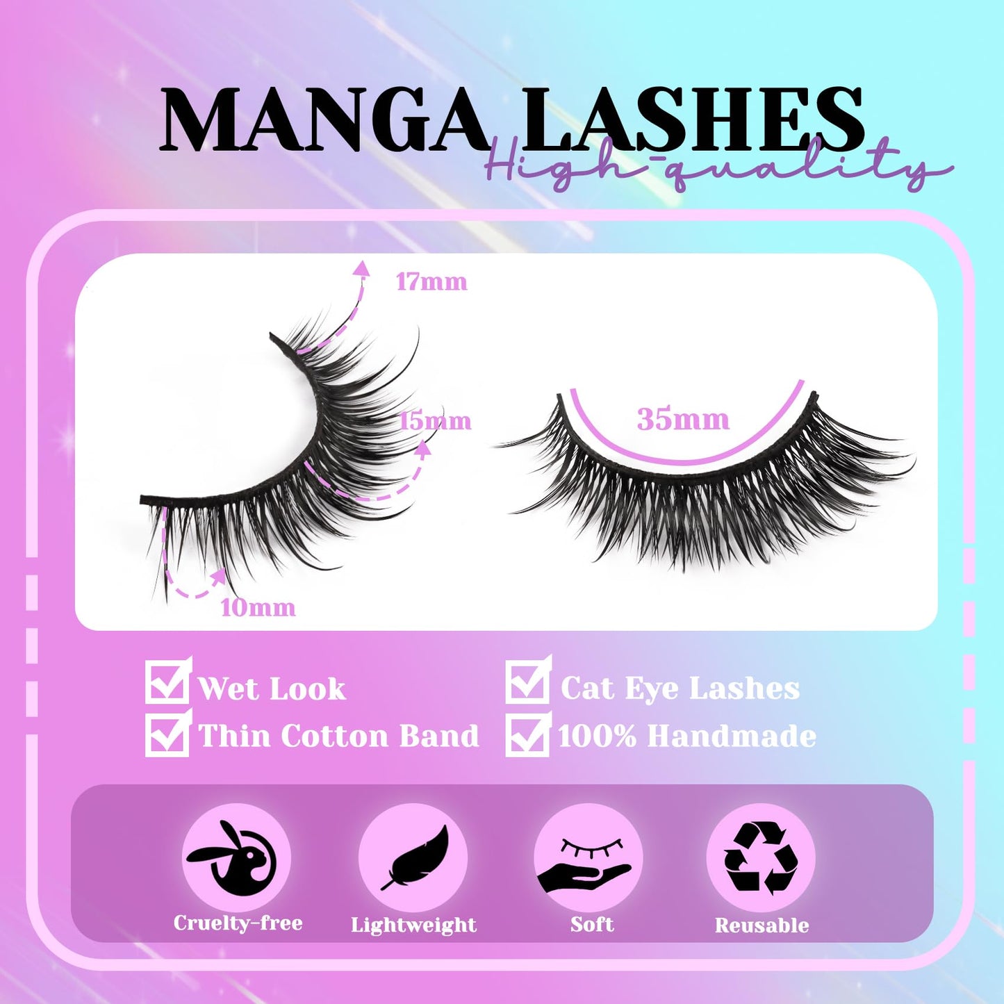 Losha Lashes Wispy Volume Manga Lashes Spiky False Lashes 14 Pairs (Vivid) Beauty and Personal Care Losha