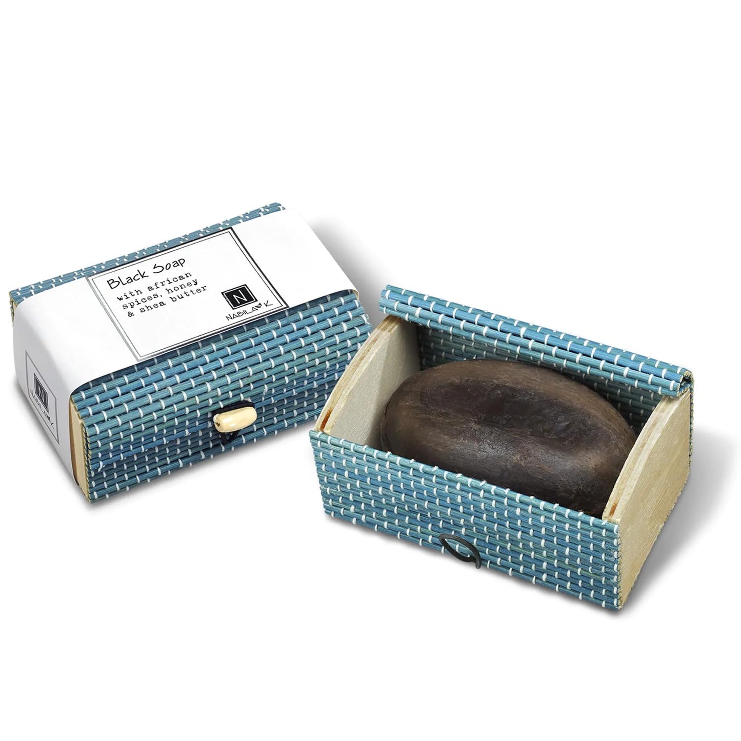 Nabila K - Black Soap Bar - African Spices, Honey & Shea Butter - Oily & Acne Prone Skin - All Purpose Face & Body Wash - Hand Soap, Shower Gel