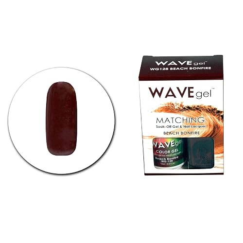 WAVEGEL Soak-0ff Gel & Nail Lacquer Matching Duo Set - Beach Bonfire - WG128-128 I 0.5 Oz Beauty & Personal Care WAVE gel