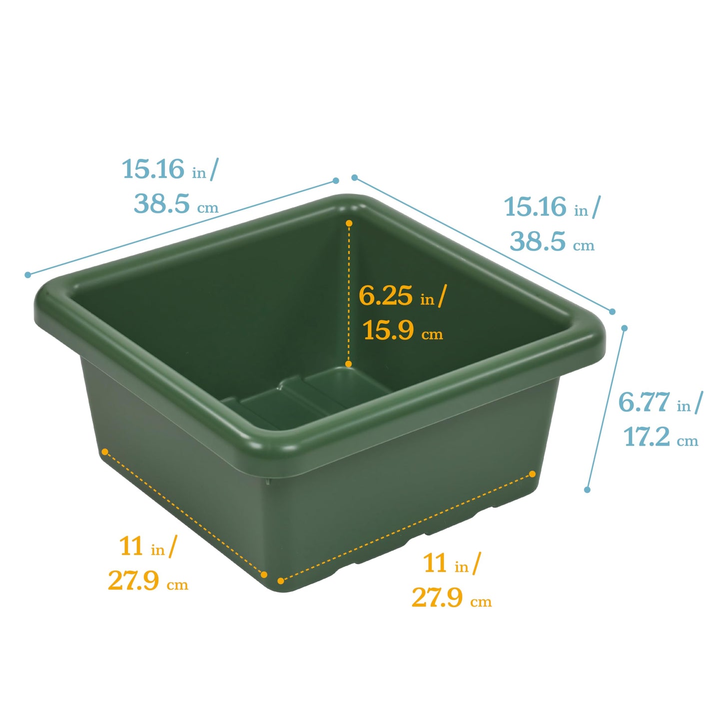 ECR4Kids Square Bin with Lid, Storage Containers, Hunter Green, 2-Pack
