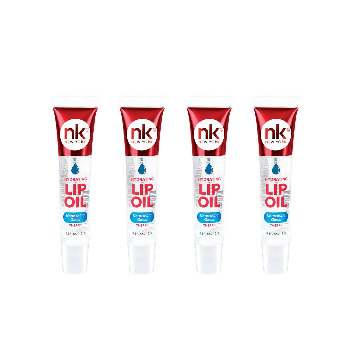 Nicka K Hydrating Lip Oil Nourishing Glass (CHERRY-4PK)